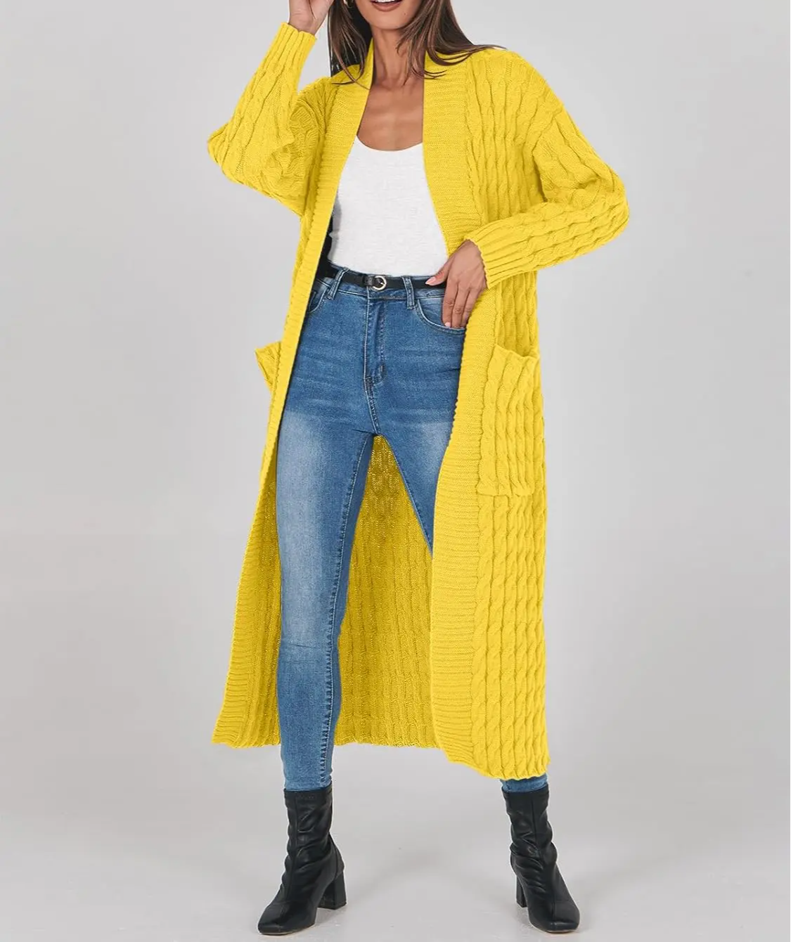 Women's Long Cardigan 2024 Oversized Coat Long Sleeve Open Cardigan Knitted Extra Long Coat Autumn Fashion Jacket Clothes