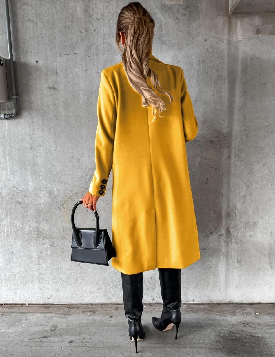Womens Long Wool Coat Double Breasted Trench Coat Fall Winter Clothes