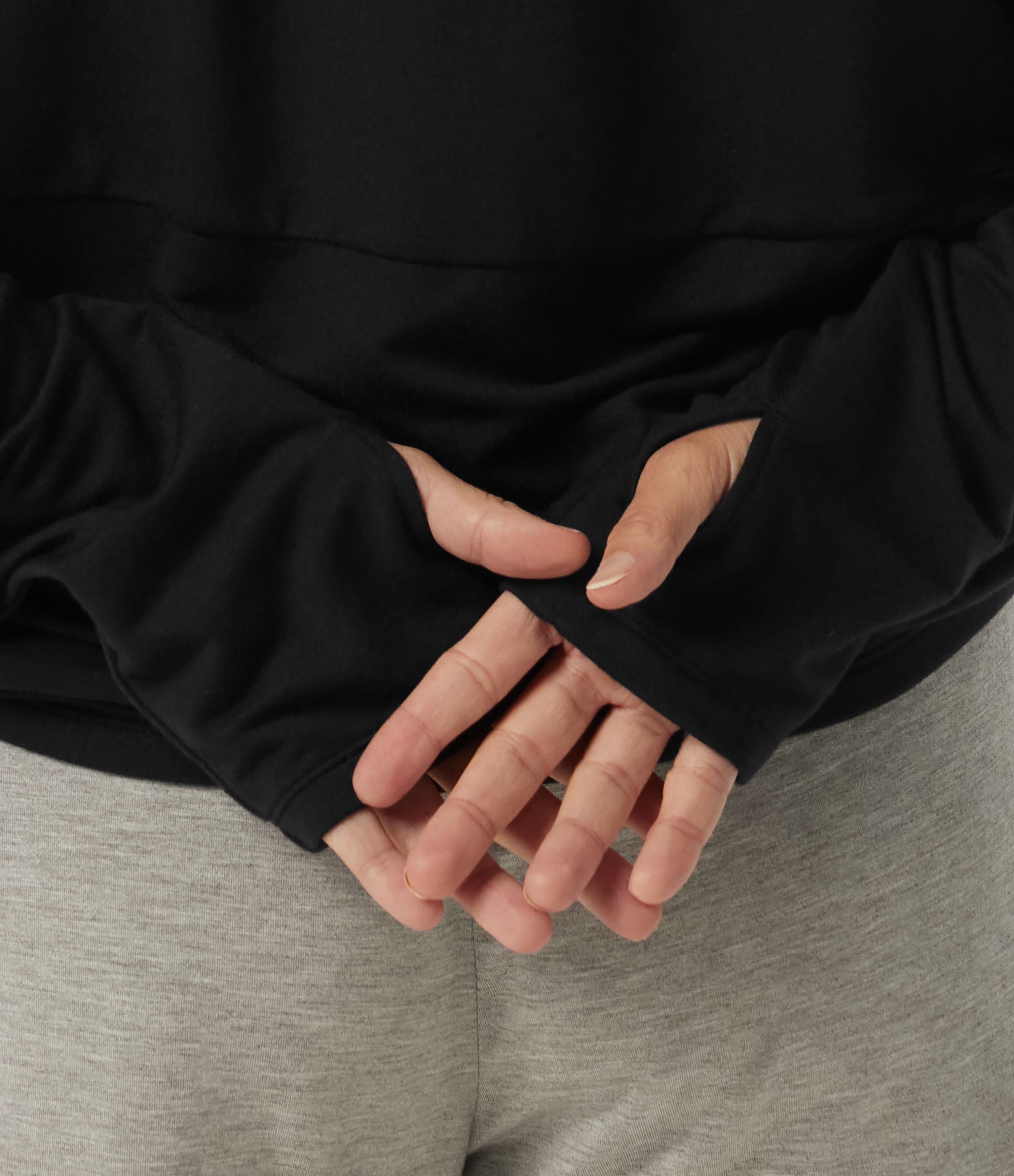 Hooded Long Sleeve Casual Sweatshirt with Thumbholes