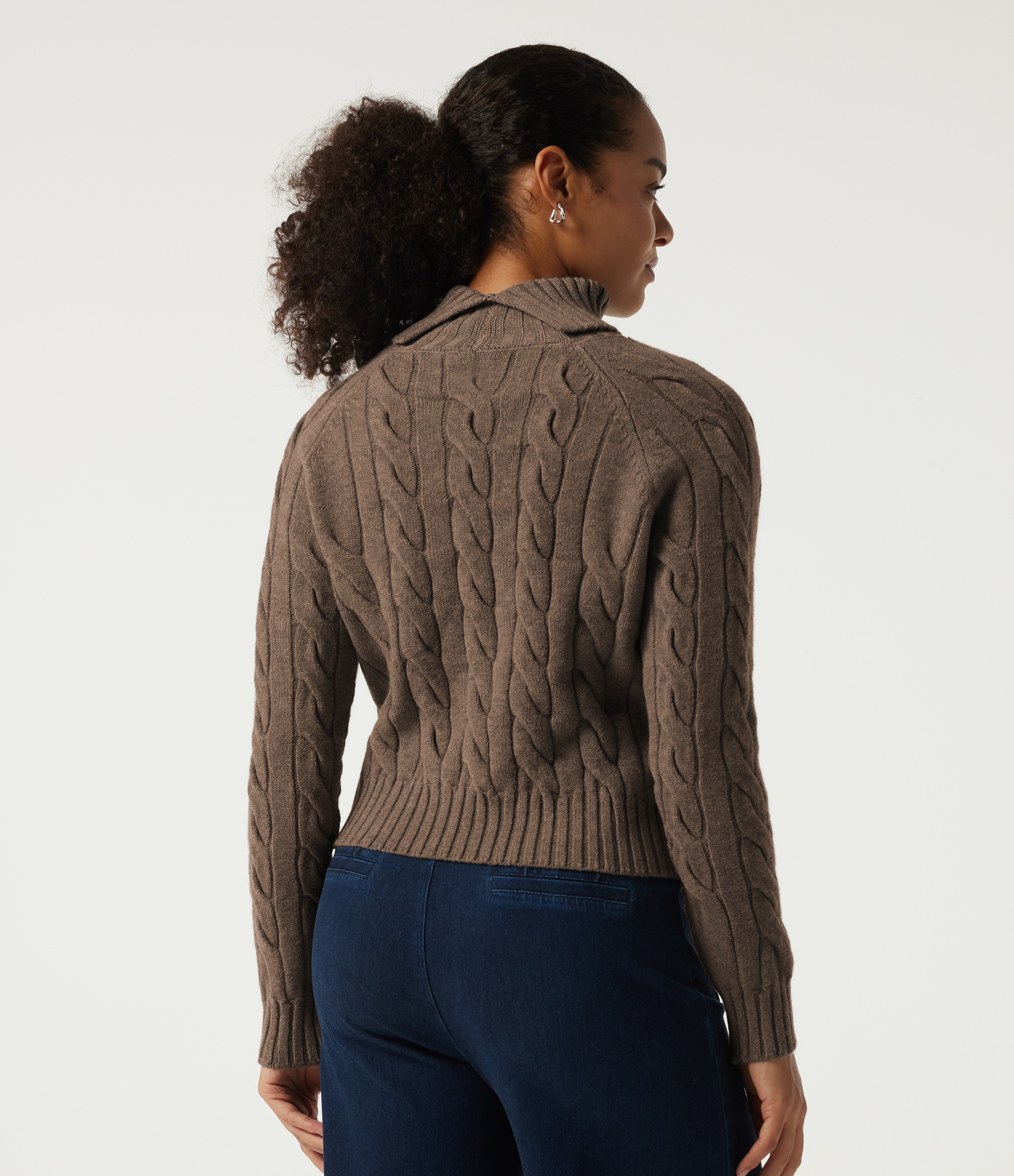 Lapel Raglan Long Sleeve Work Sweater