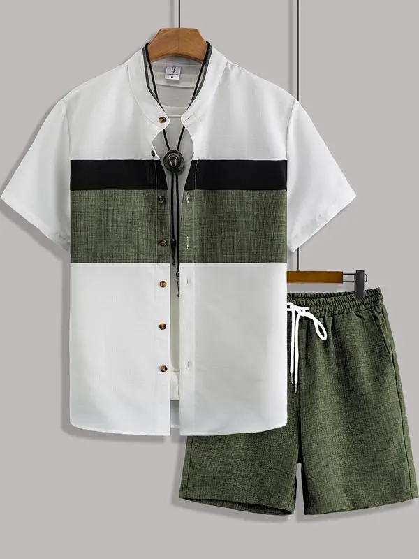 Daily Wear two-Piece Set Men's Casual Top & Track Shorts