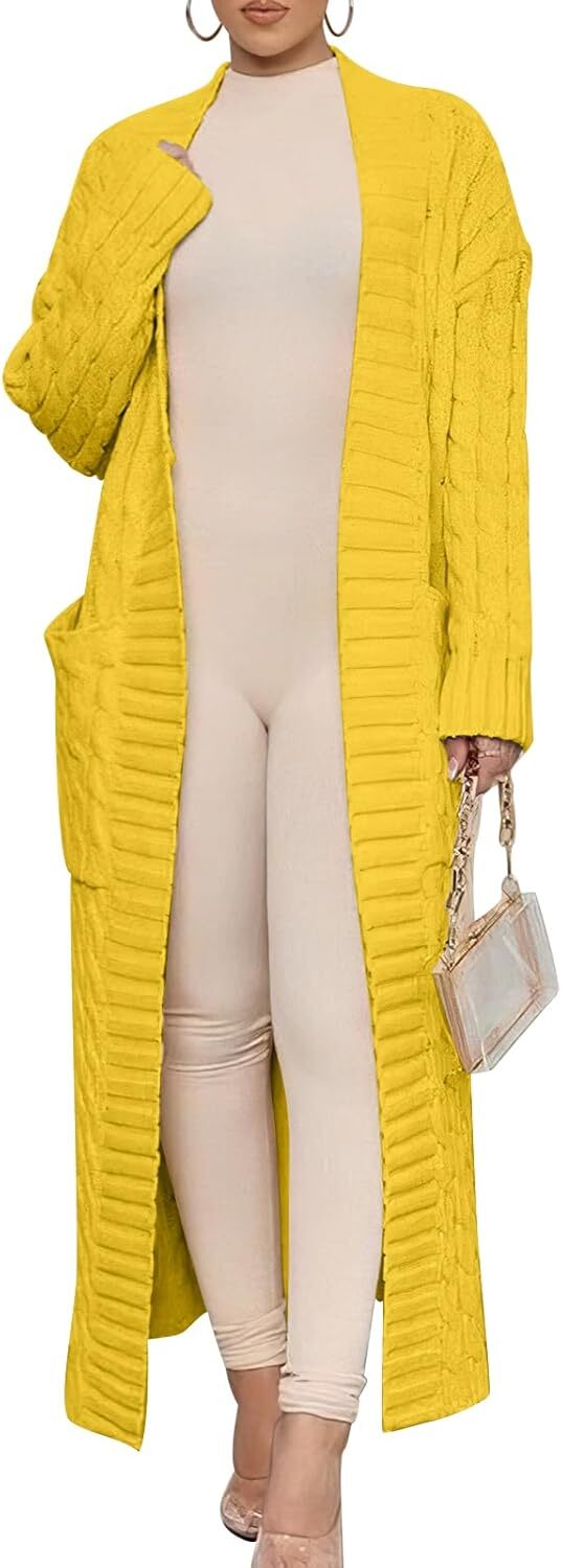 Women's Long Cardigan 2024 Oversized Coat Long Sleeve Open Cardigan Knitted Extra Long Coat Autumn Fashion Jacket Clothes