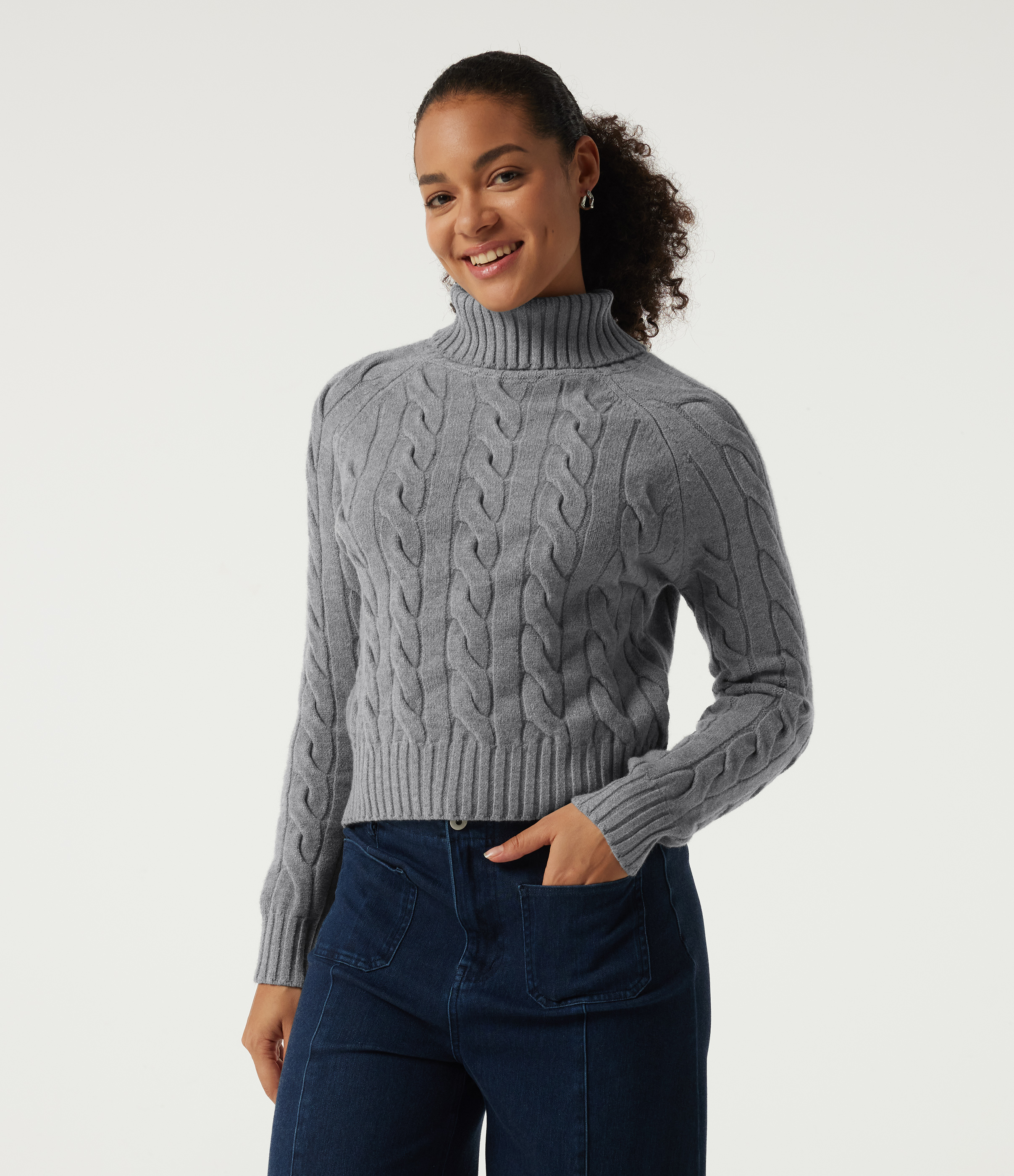 Lapel Raglan Long Sleeve Work Sweater