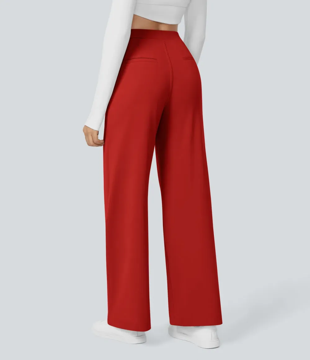 ⚡Summer Sale!High Waisted Side Pocket Straight Leg Work Pants