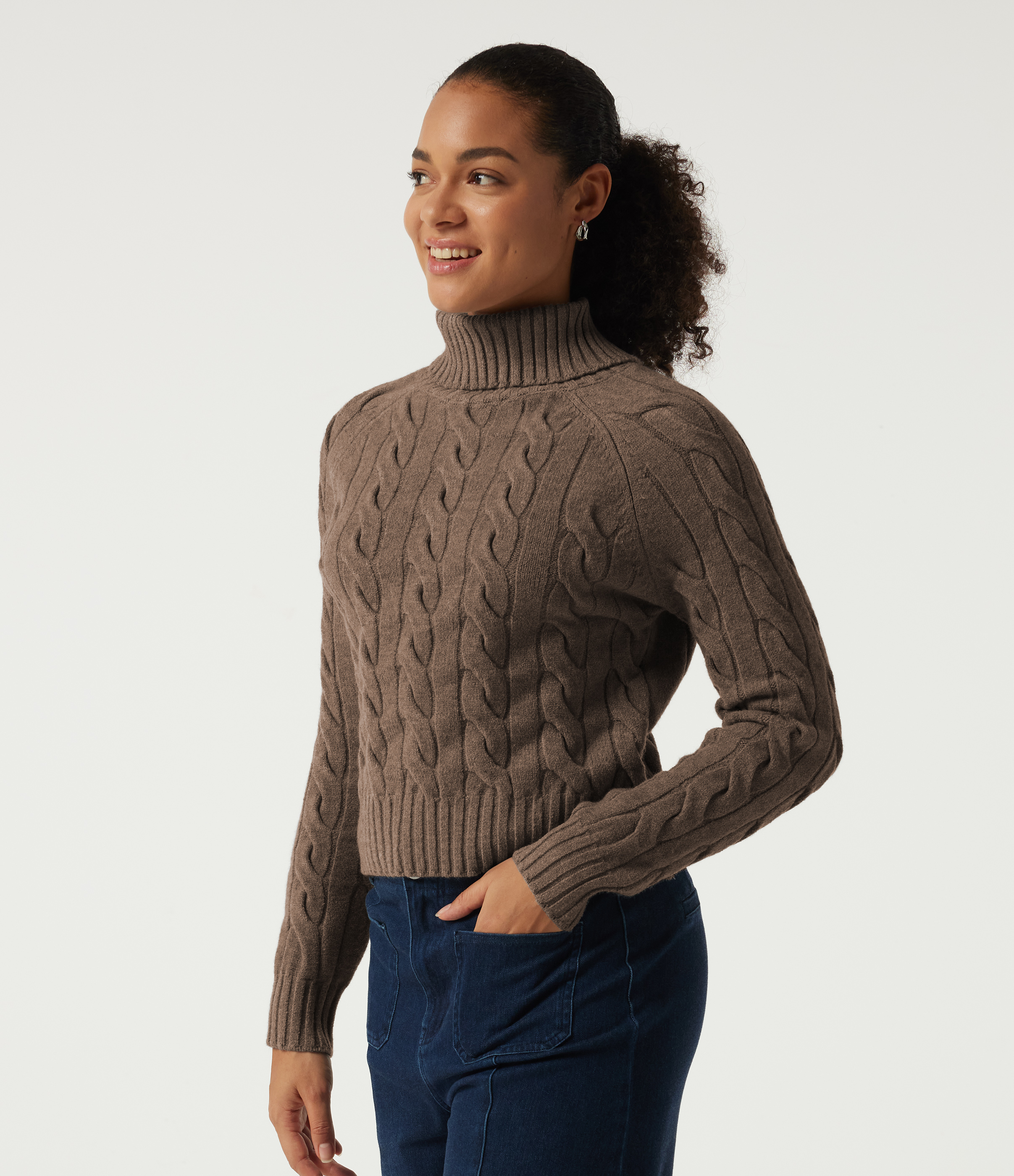 Lapel Raglan Long Sleeve Work Sweater