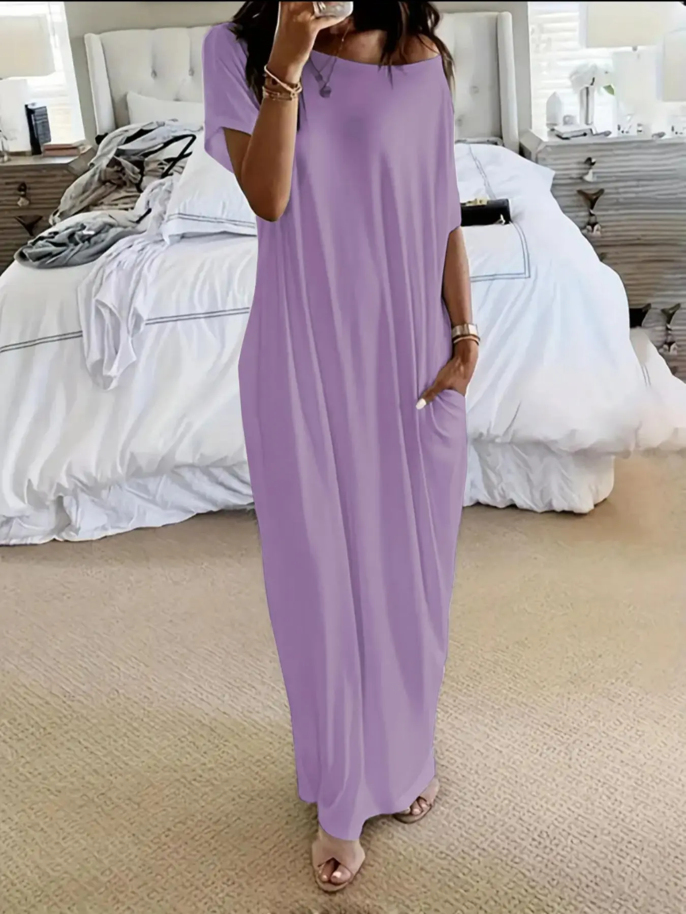 ⚡FINAL SALE⚡-Women's solid color casual dress