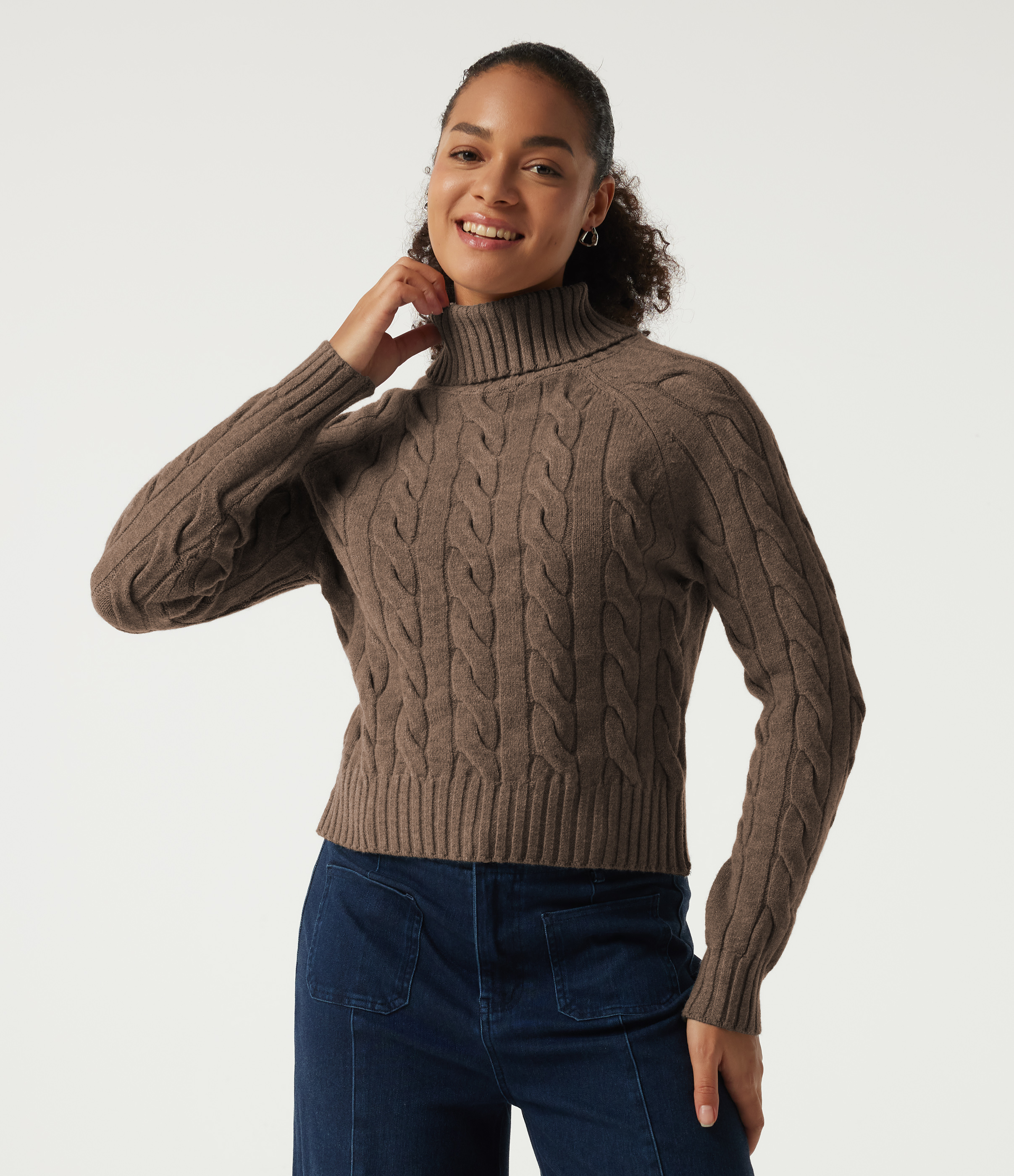 Lapel Raglan Long Sleeve Work Sweater