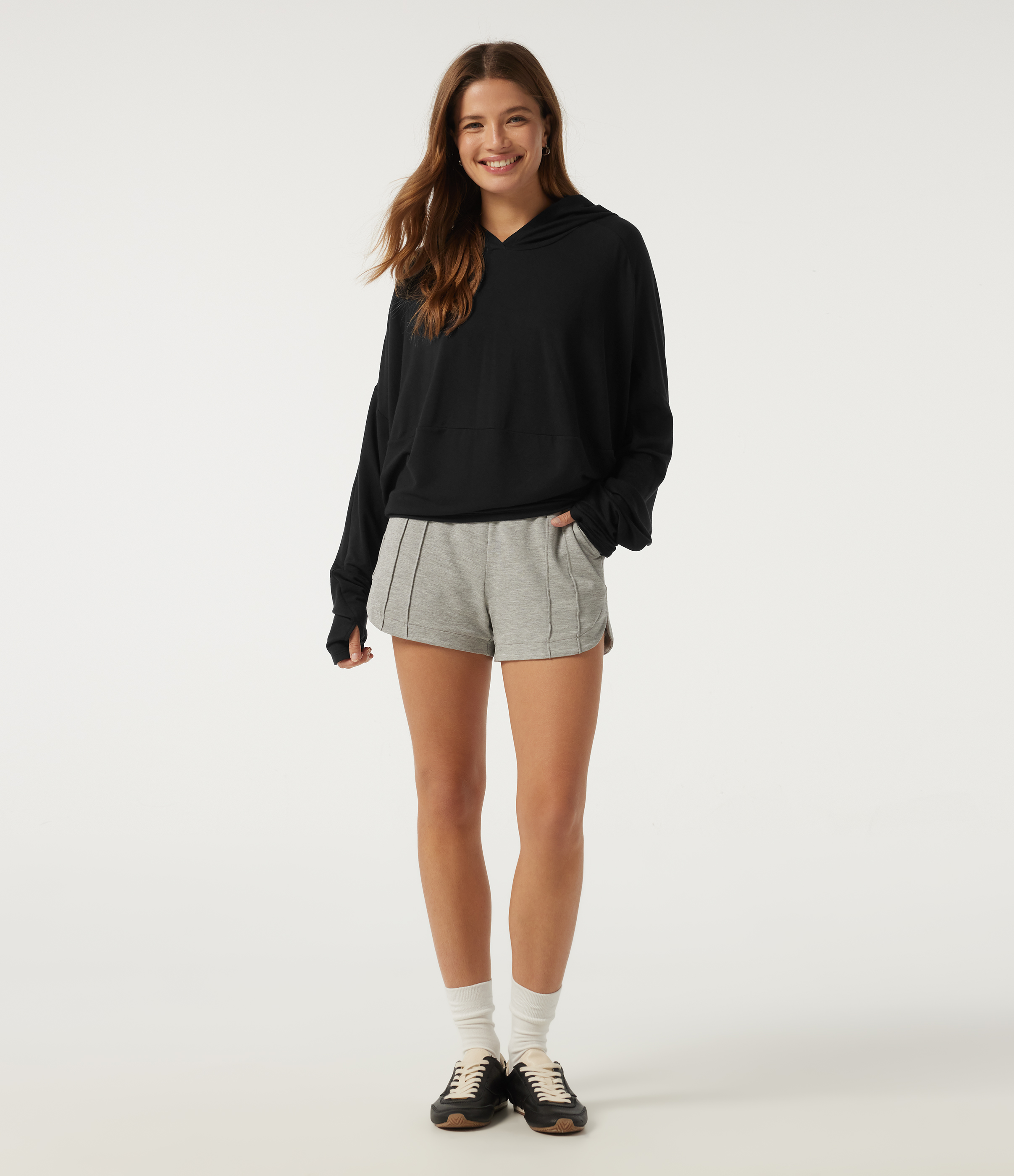 Hooded Long Sleeve Casual Sweatshirt with Thumbholes