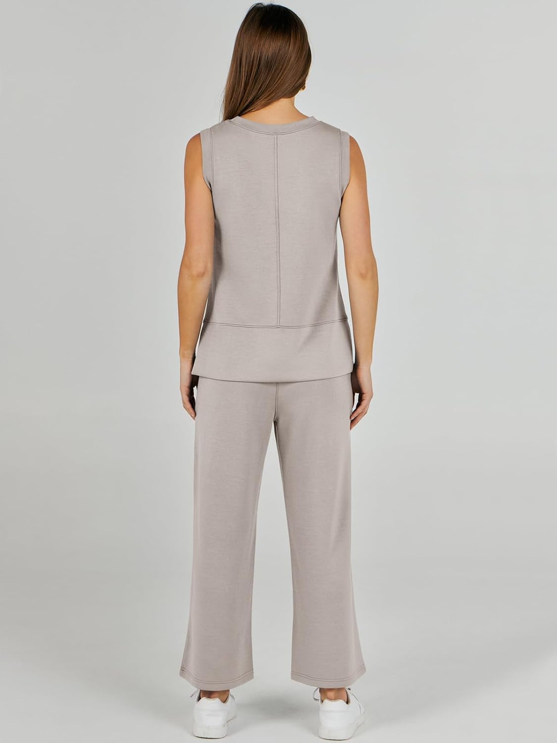 Women's 2 Piece Sets Summer Outfits Sleeveless Wide Leg Tracksuits Casual Sweat Sets Lounge Sweatsuits