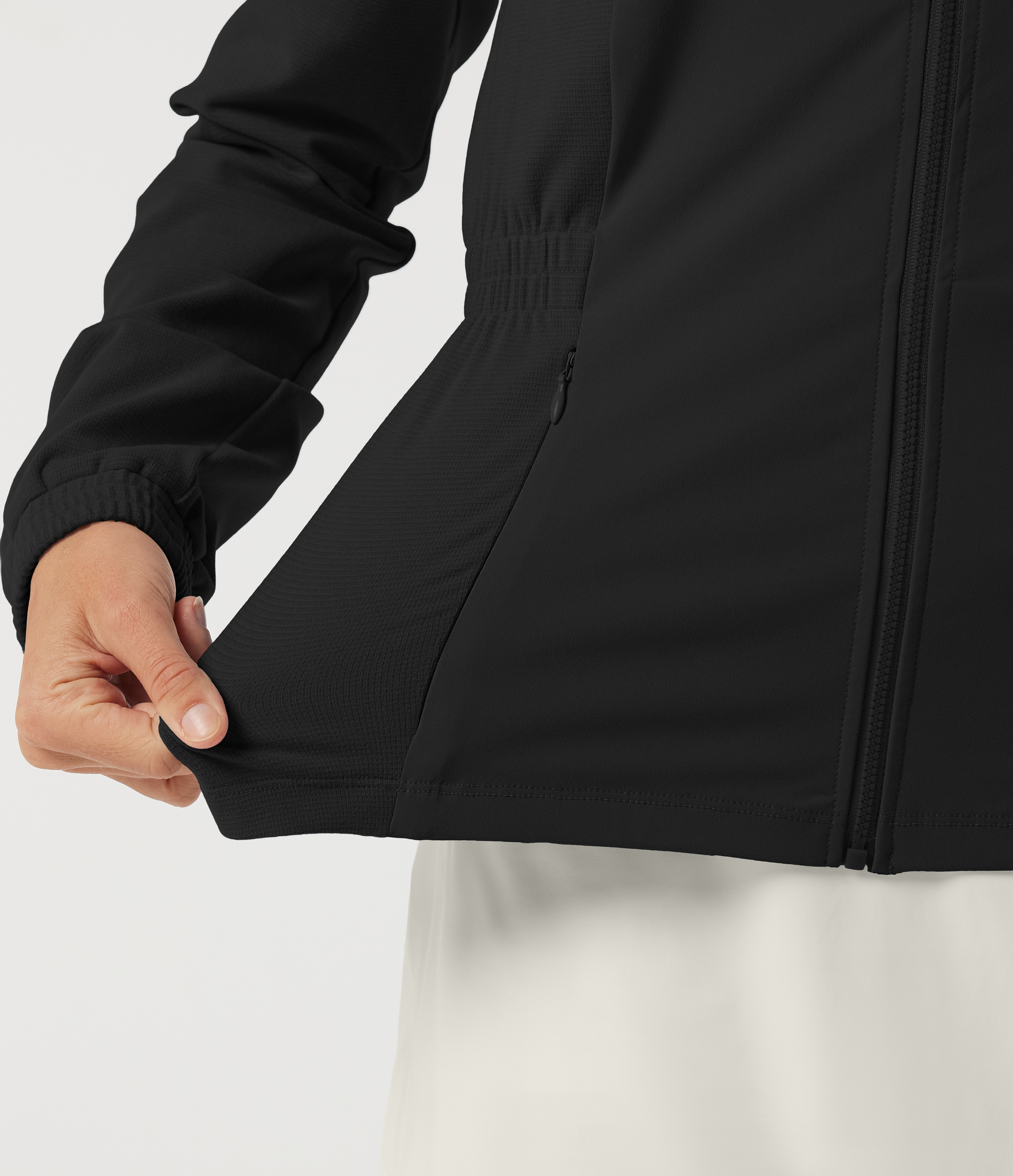 Long Sleeve Ruched Casual Jacket with Pockets