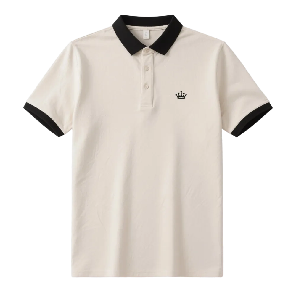 Men's Regular Fit Contrast Trim Polo Shirt – Half Zip, Short Sleeve, Summer Casual/Sporty Top for Daily Wear