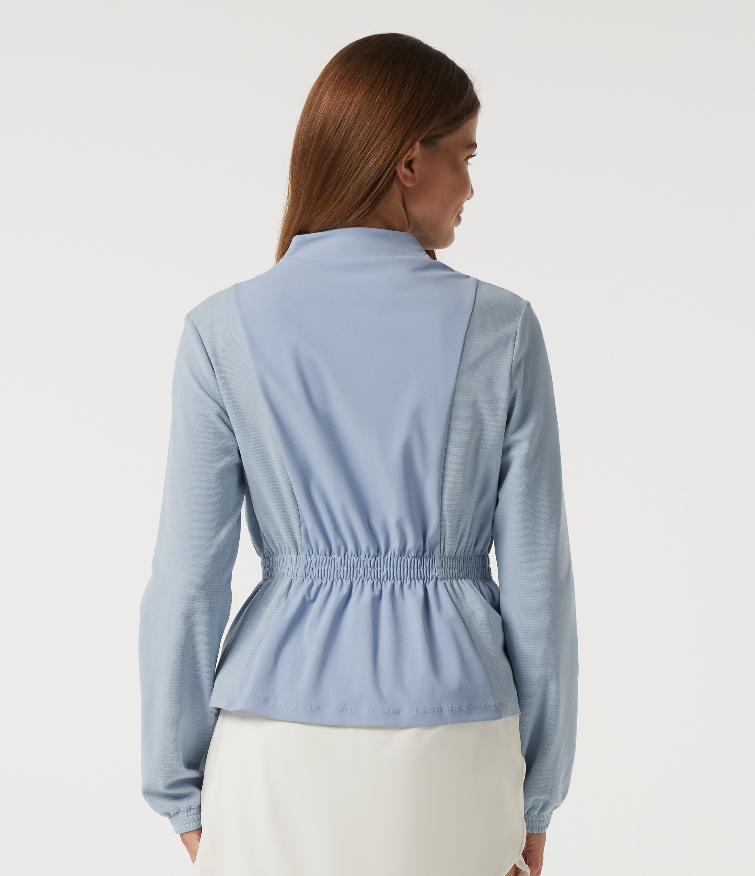 Long Sleeve Ruched Casual Jacket with Pockets
