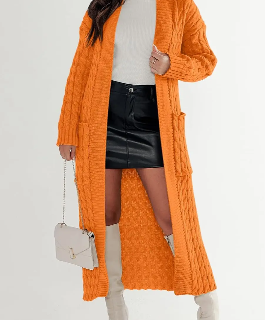 Women's Long Cardigan 2024 Oversized Coat Long Sleeve Open Cardigan Knitted Extra Long Coat Autumn Fashion Jacket Clothes