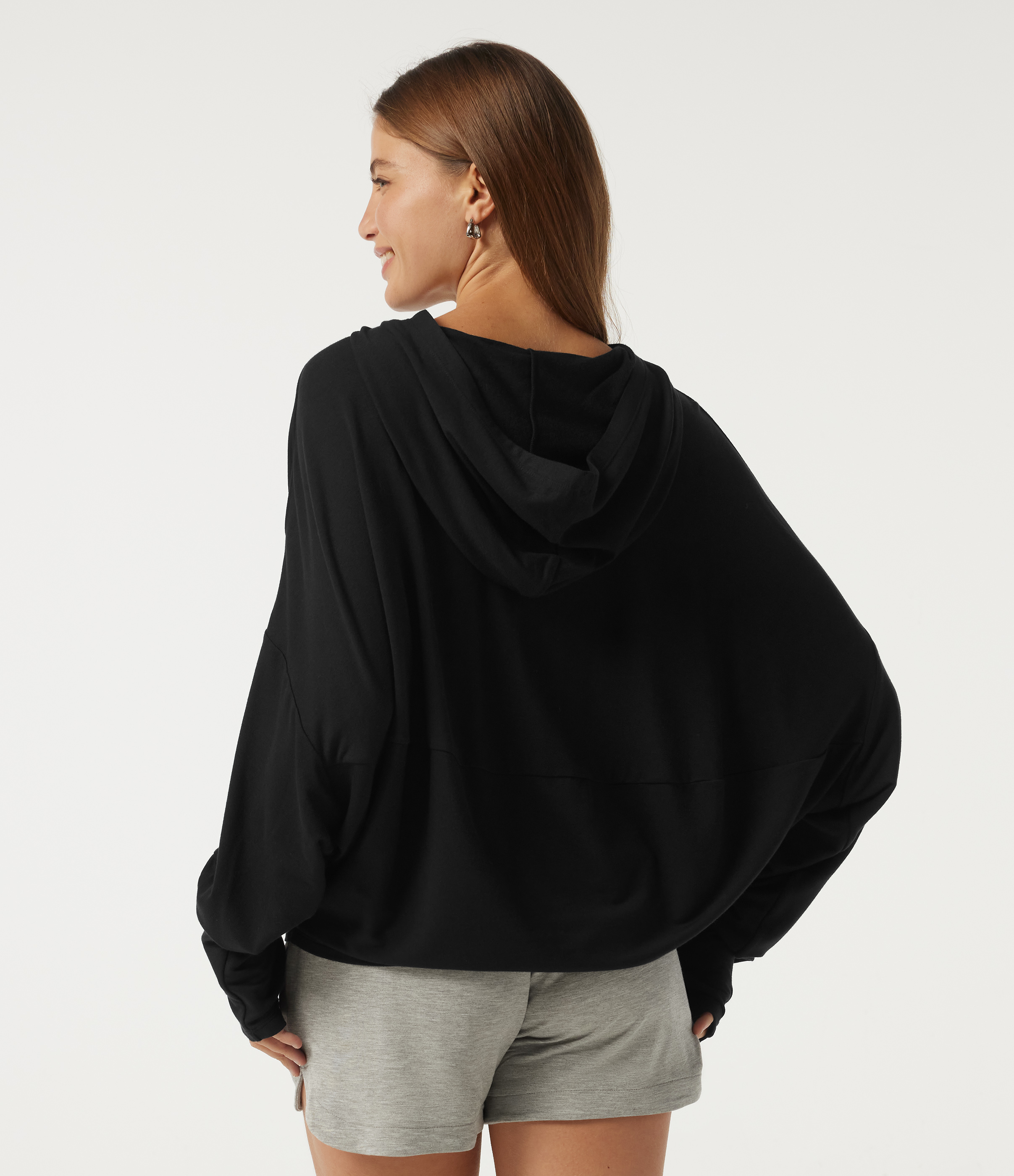 Hooded Long Sleeve Casual Sweatshirt with Thumbholes