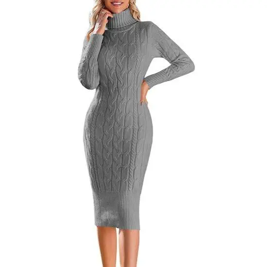 Women’s Long Sleeve Turtleneck Sweater Dress – Effortless Chic, Cozy Confidence | Winter Sale Event – Limited Stock!