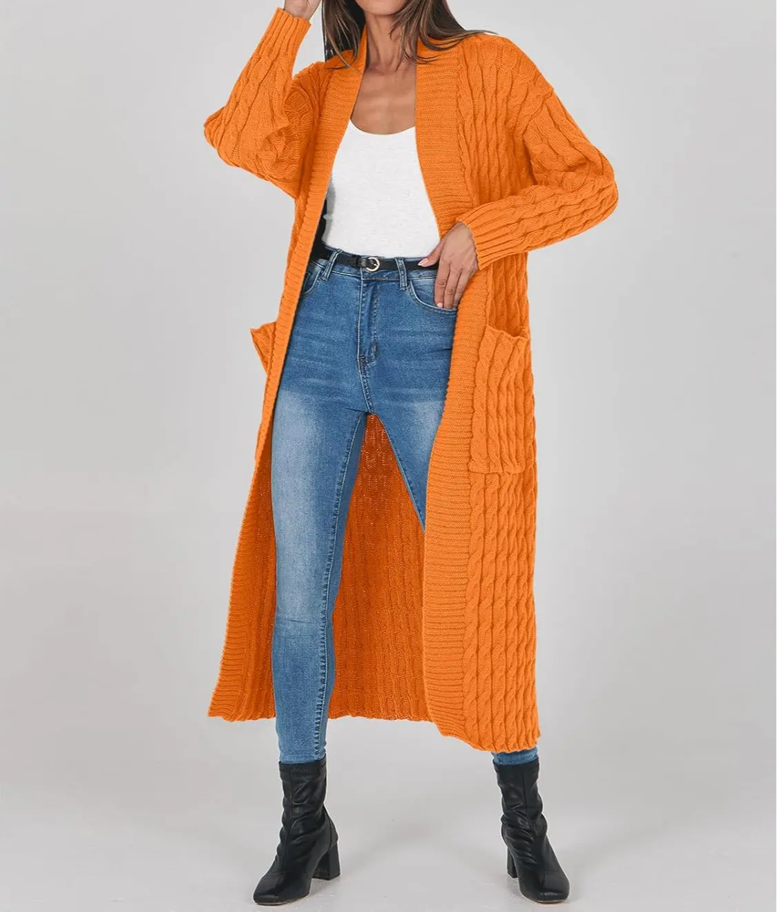 Women's Long Cardigan 2024 Oversized Coat Long Sleeve Open Cardigan Knitted Extra Long Coat Autumn Fashion Jacket Clothes
