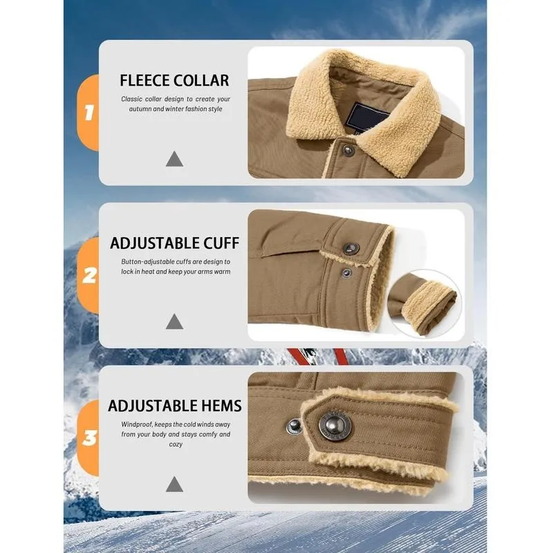 Men's Sherpa Lined Trucker Jacket – Warm, Casual Cotton Fleece