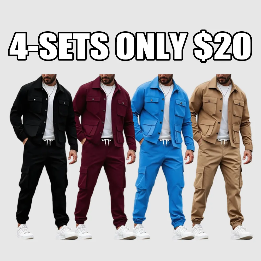 Men's Solid 2-Piece Button-Front Jacket & Pants Set