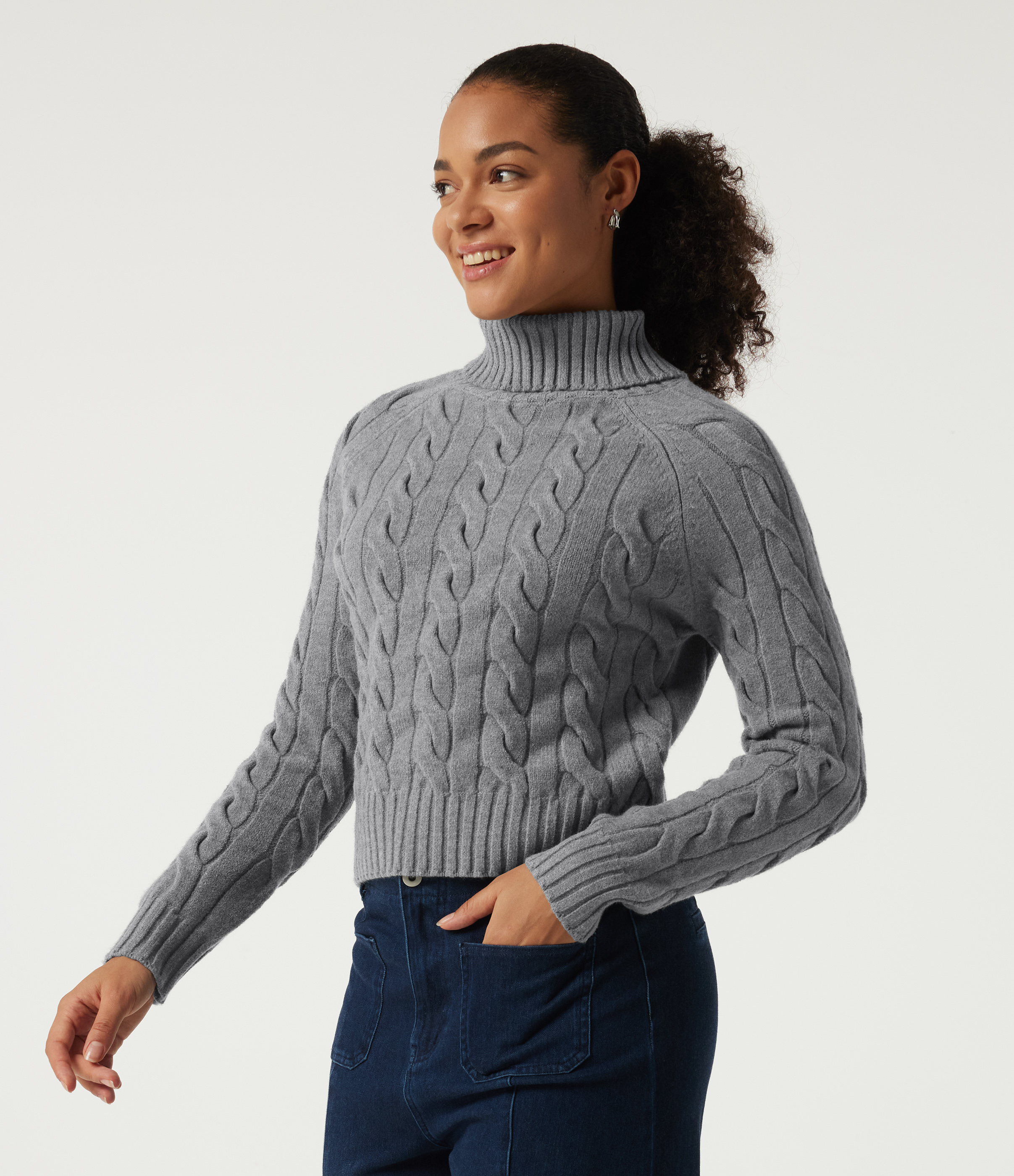 Lapel Raglan Long Sleeve Work Sweater