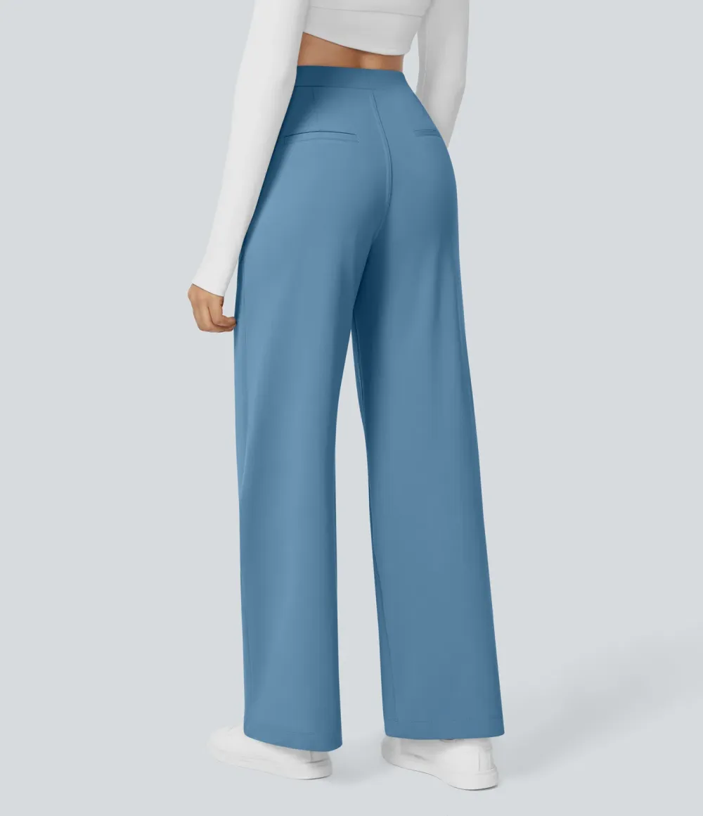 ⚡Summer Sale!High Waisted Side Pocket Straight Leg Work Pants