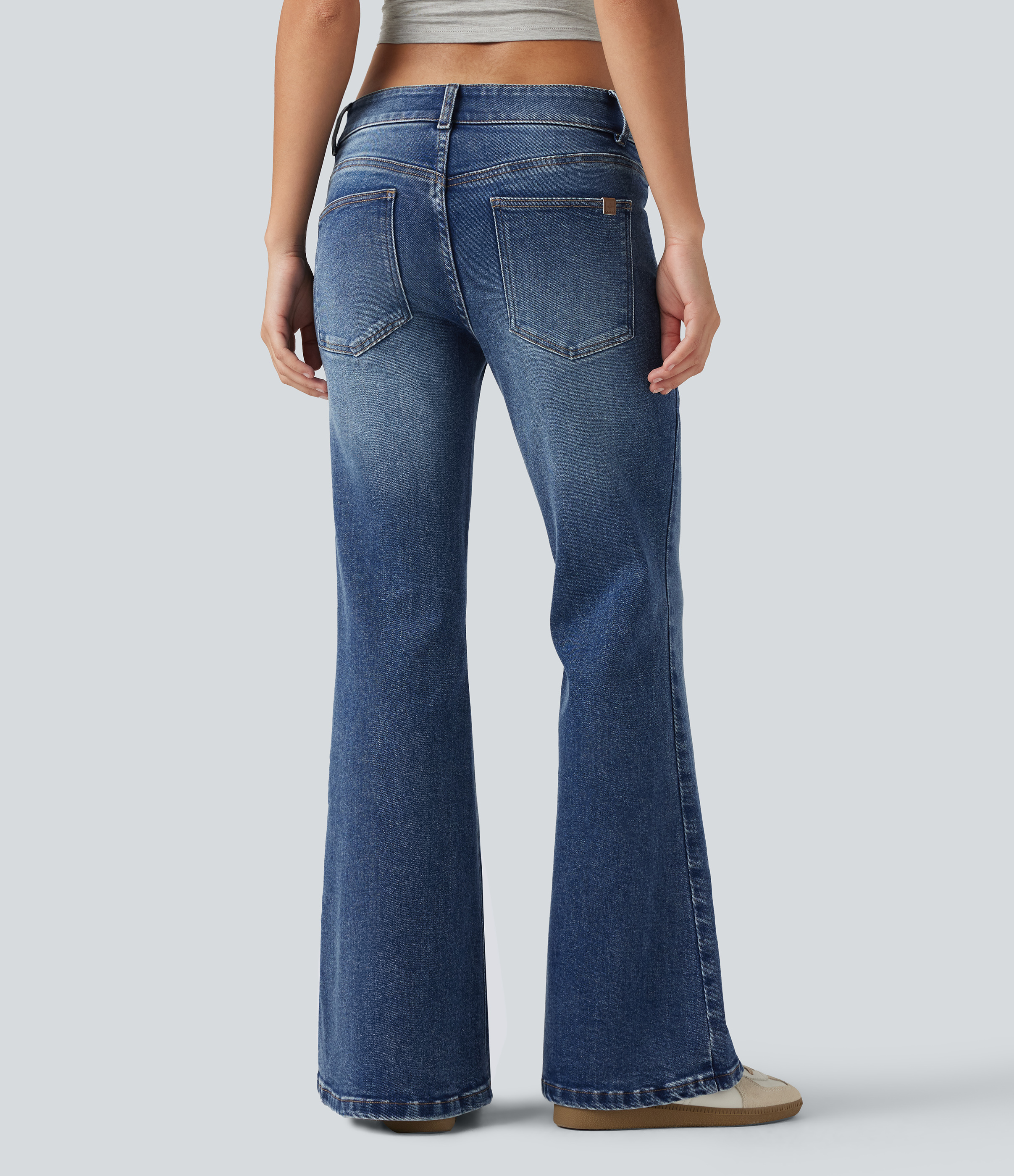 Low Rise Flare Casual Jeans with Pockets