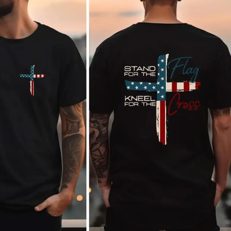 Stand For The Flag Graphic Tees for Cotton Fabric Casual Crew