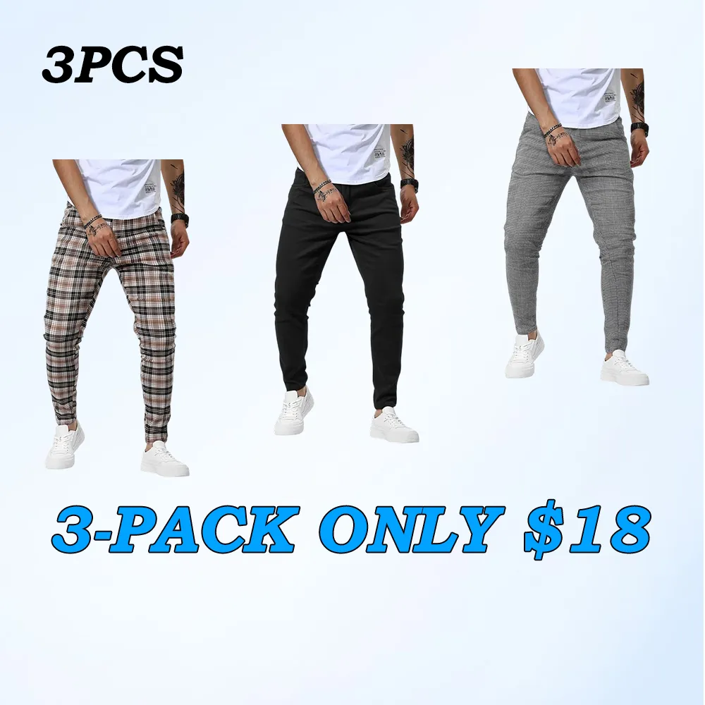 Men's Casual Slim Fit Pants Skinny Stretch Dress Slacks