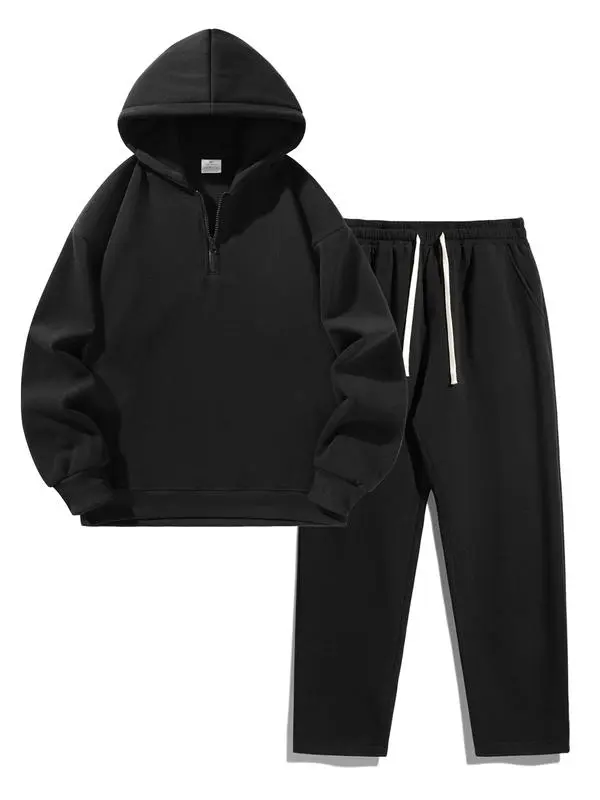 Men's Plain Two-piece Sweatsuit Set