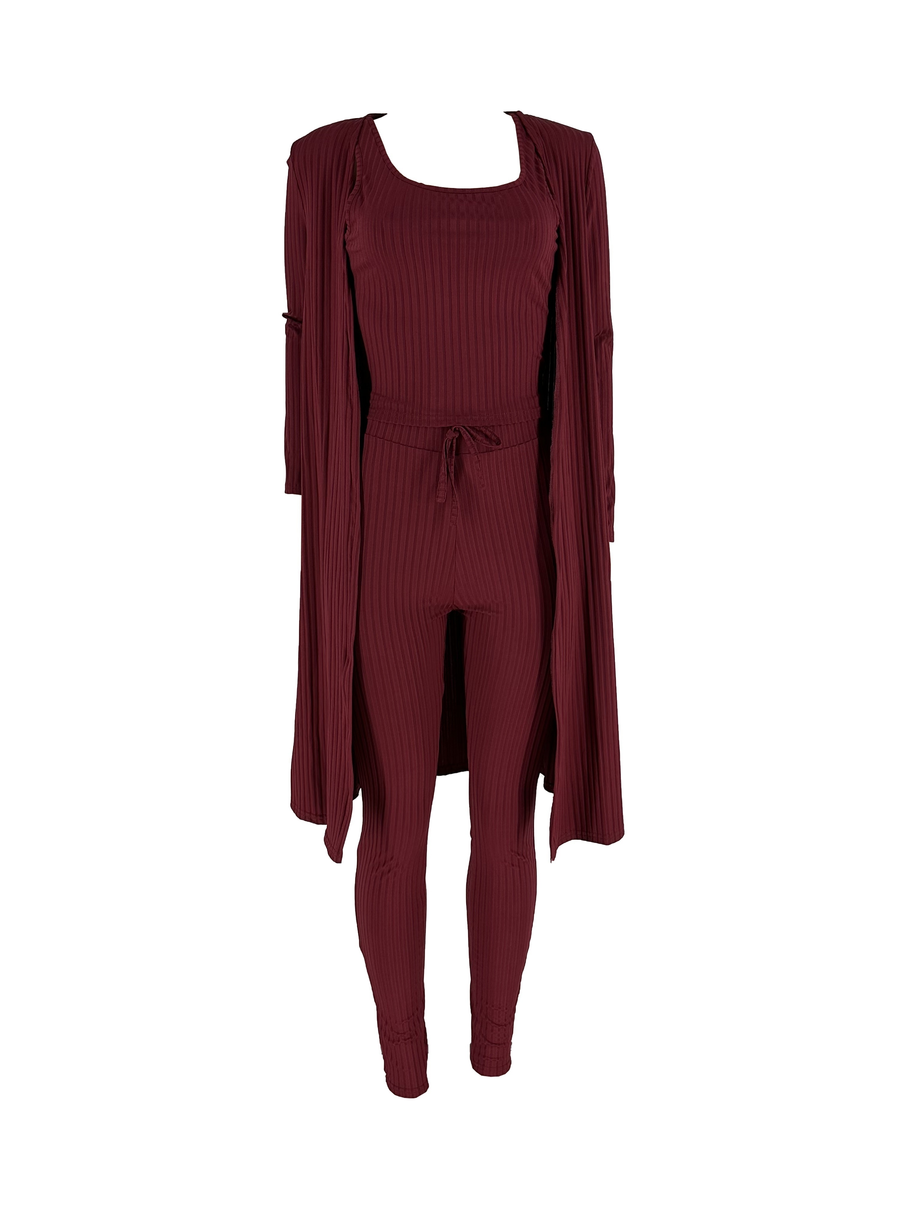 Women 3 Piece Wide Leg Pants Set Casual Long Sleeve Jacket Cardigan With Solid Tank Pants Set Dinner Suit Women