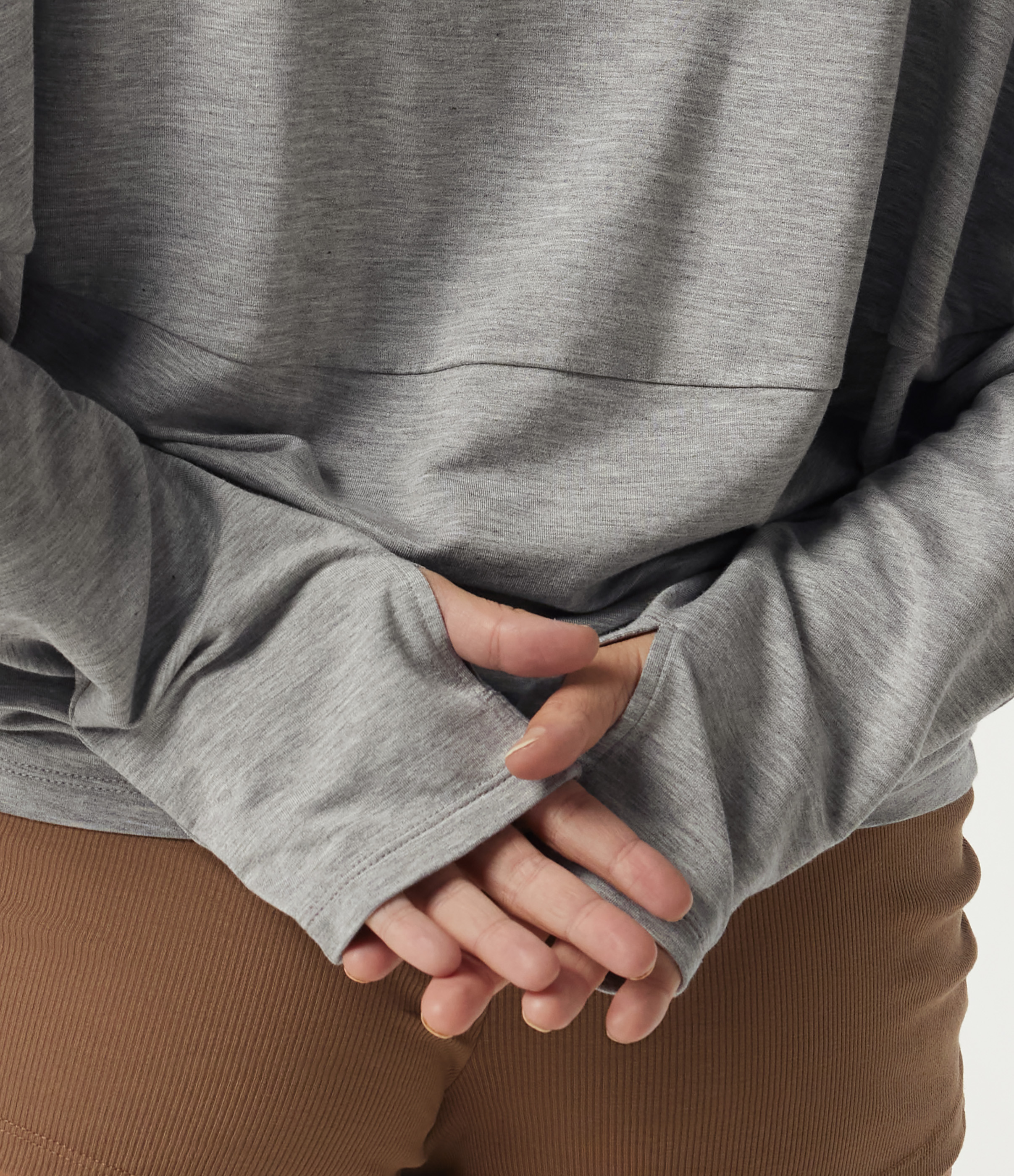 Hooded Long Sleeve Casual Sweatshirt with Thumbholes