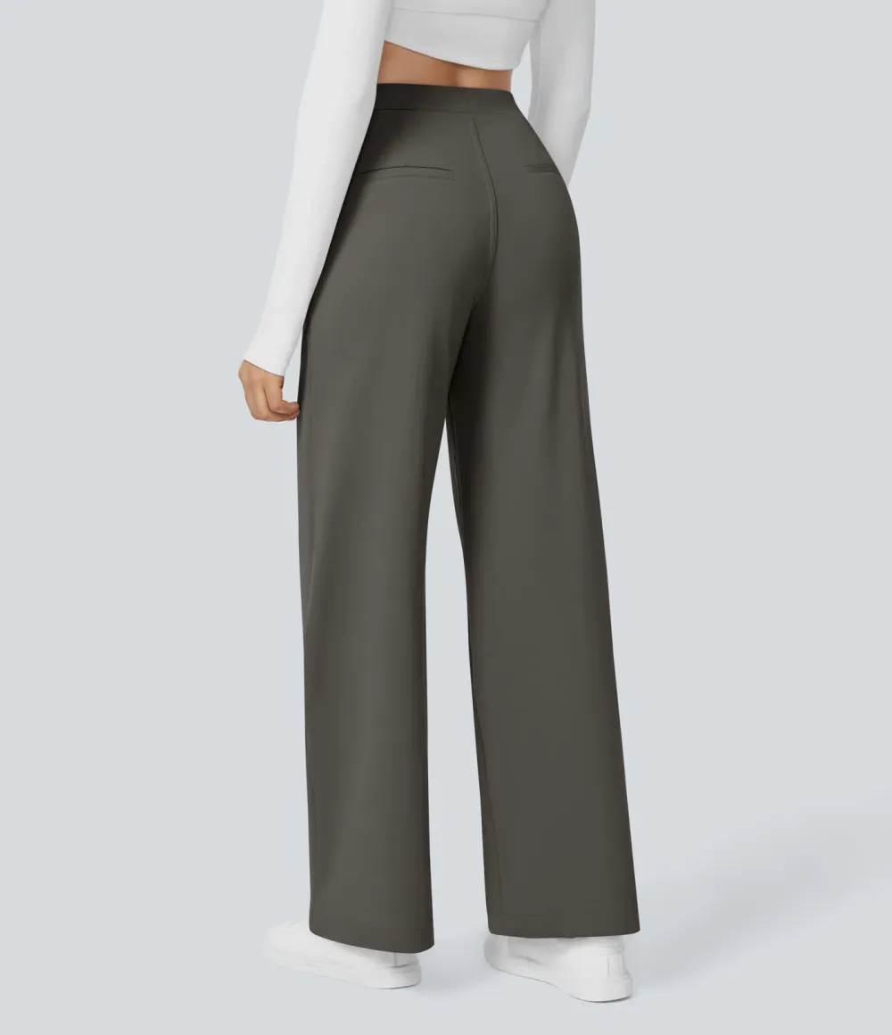 ⚡Summer Sale!High Waisted Side Pocket Straight Leg Work Pants