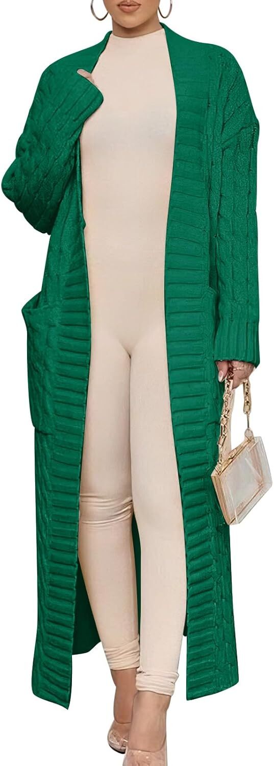 Women's Long Cardigan 2024 Oversized Coat Long Sleeve Open Cardigan Knitted Extra Long Coat Autumn Fashion Jacket Clothes