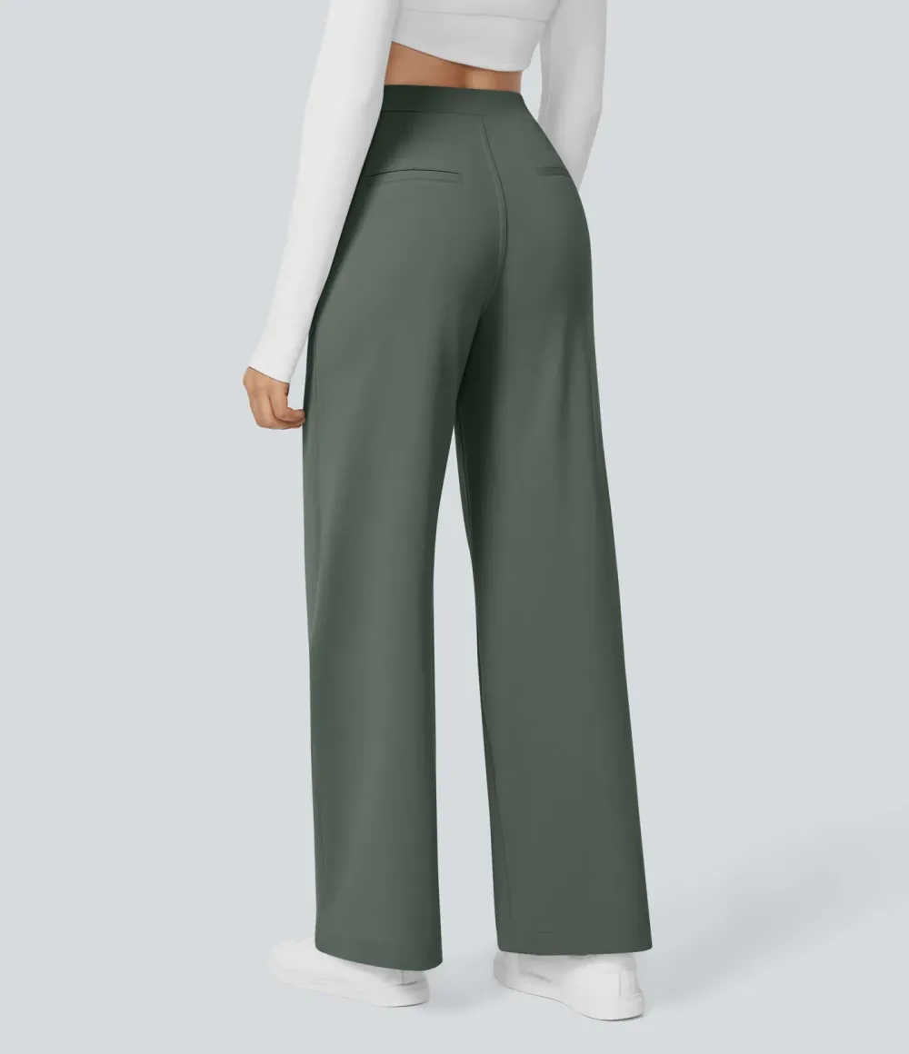 ⚡Summer Sale!High Waisted Side Pocket Straight Leg Work Pants