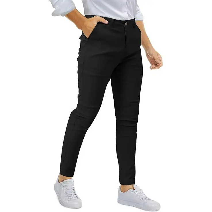 Men's Casual Slim Fit Pants Skinny Stretch Dress Slacks