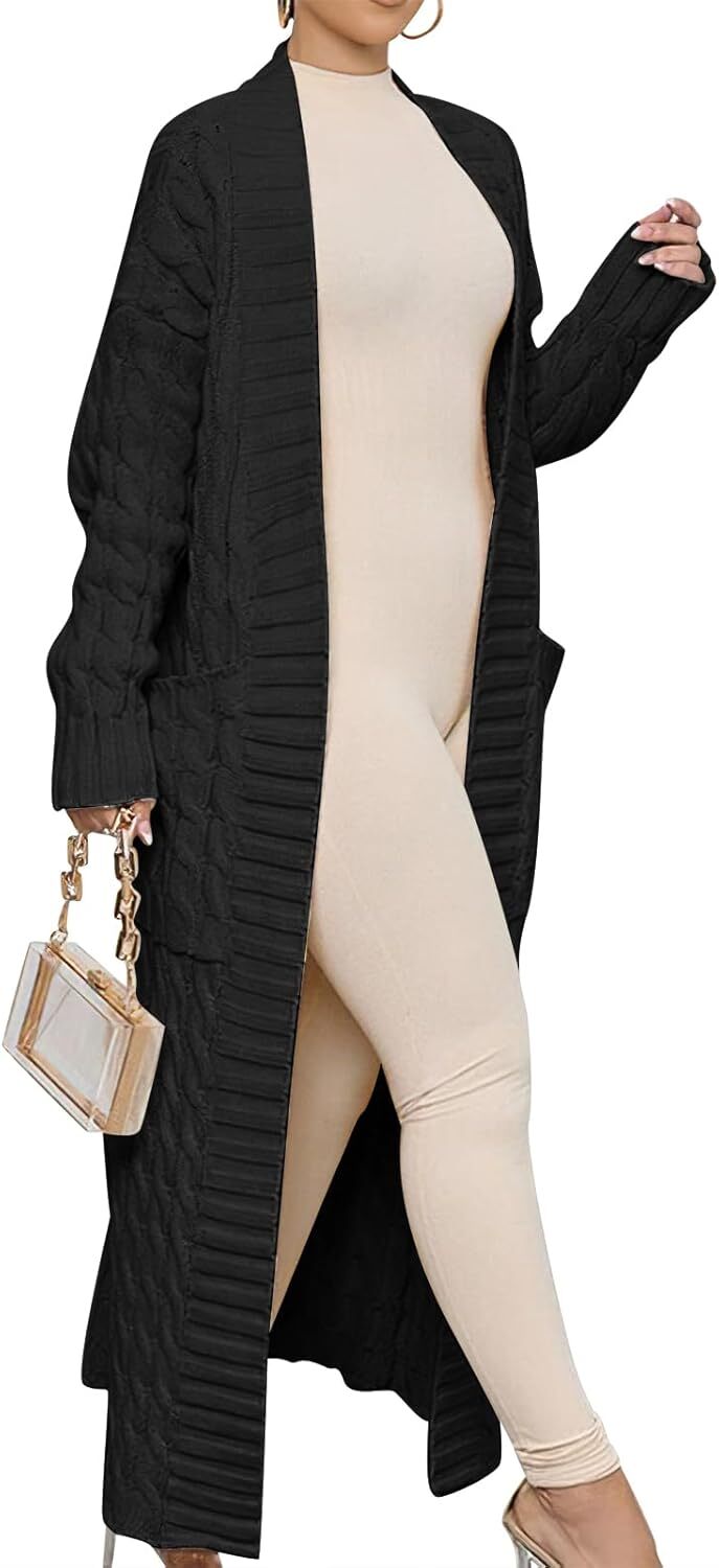 Women's Long Cardigan 2024 Oversized Coat Long Sleeve Open Cardigan Knitted Extra Long Coat Autumn Fashion Jacket Clothes