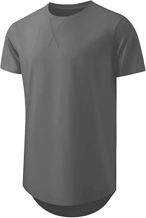 🔥🔥Men's 12-Pack Cotton Hipster Hip Hop Longline Crewneck T-Shirt
