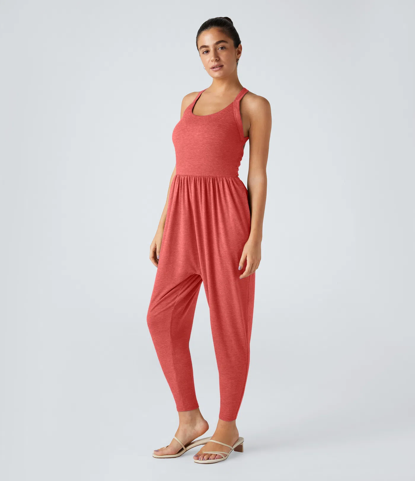 💝Last day promotion-⏰Backless Twisted U Neck Side Pocket Harem Casual Jumpsuit-Easy Peezy Edition