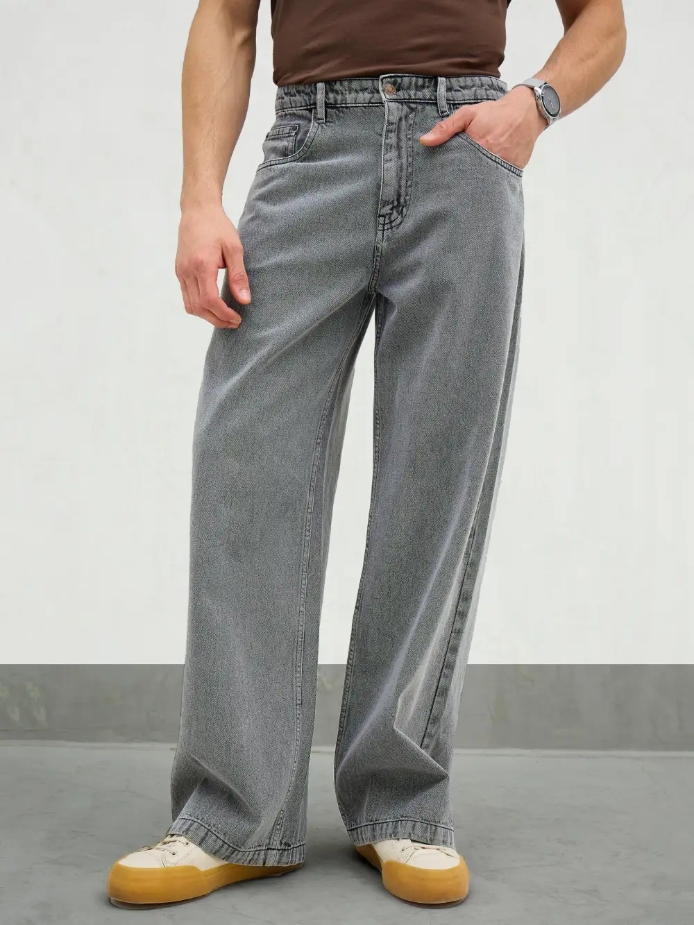 Men Basic Wide Leg Jeans