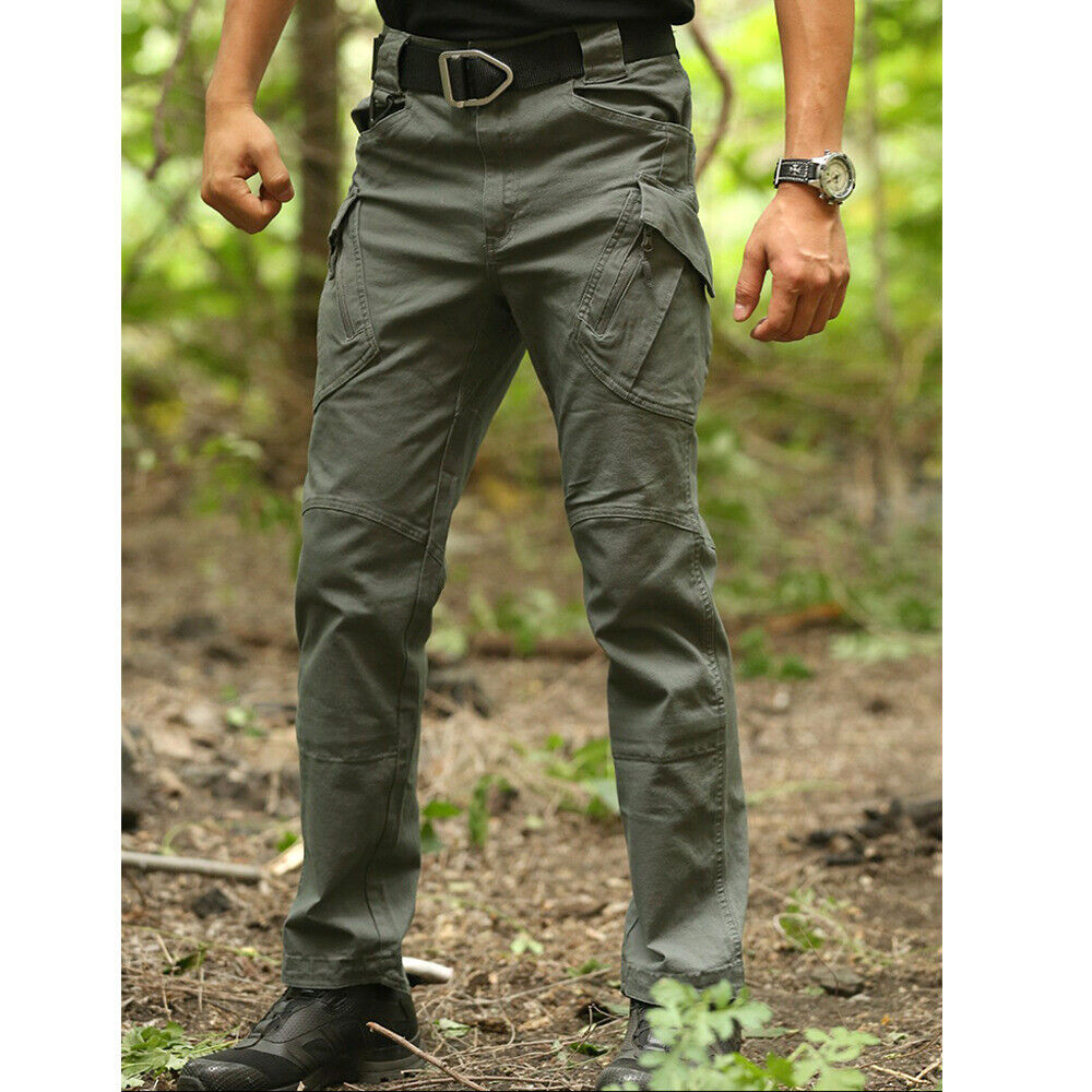 Men's Cargo Pants 100% Cotton Work Trousers Tactical Combat Outdoor Hiking Pant