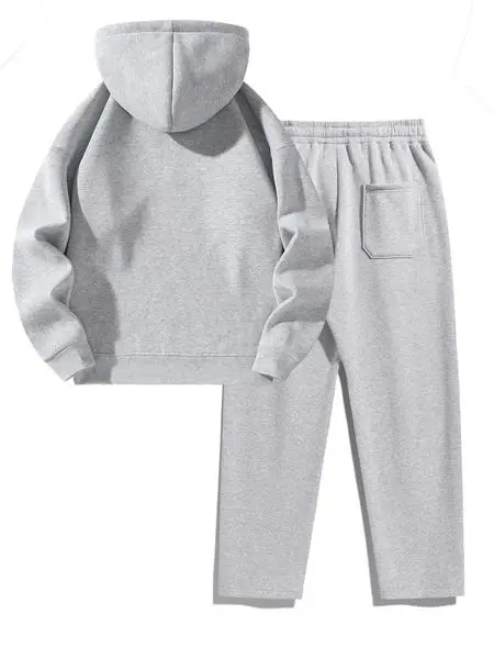 Men's Plain Two-piece Sweatsuit Set