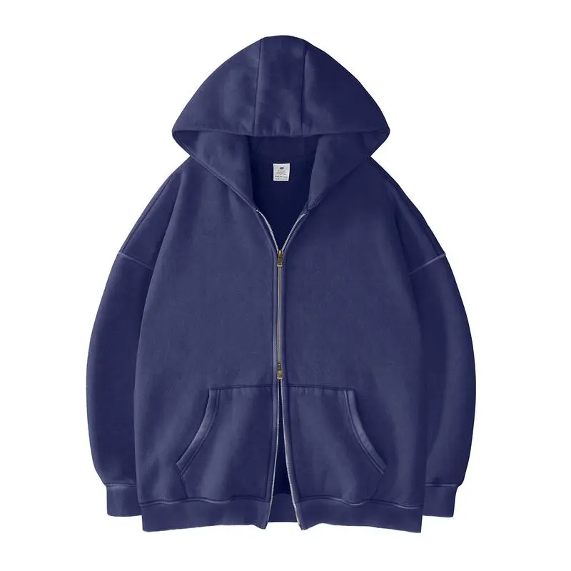 Oversized Acid Wash Hoodies Sweatshirt with Double Zip Up
