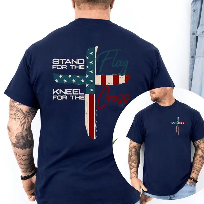 Stand For The Flag Graphic Tees for Cotton Fabric Casual Crew