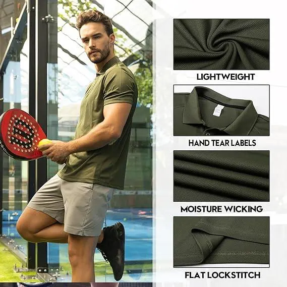 Mens Quick Dry Polo Shirts – Moisture Wicking Workout Tops