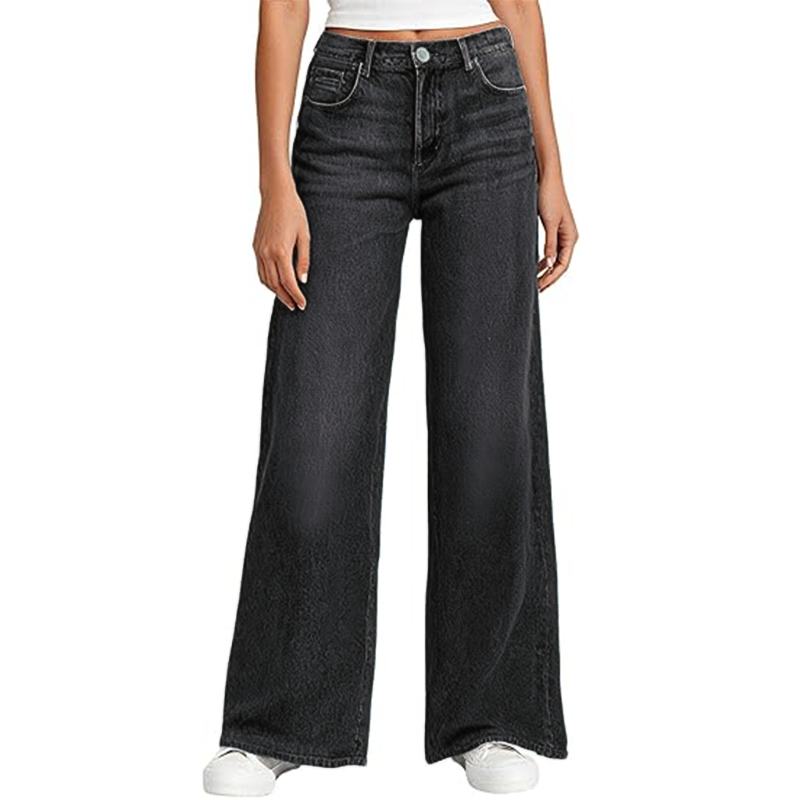 Women's Sweatpant Jeans Print Denim Sweatpants High Waisted Full-Length Wide Leg Pants Baggy Comfort Faux Jeans