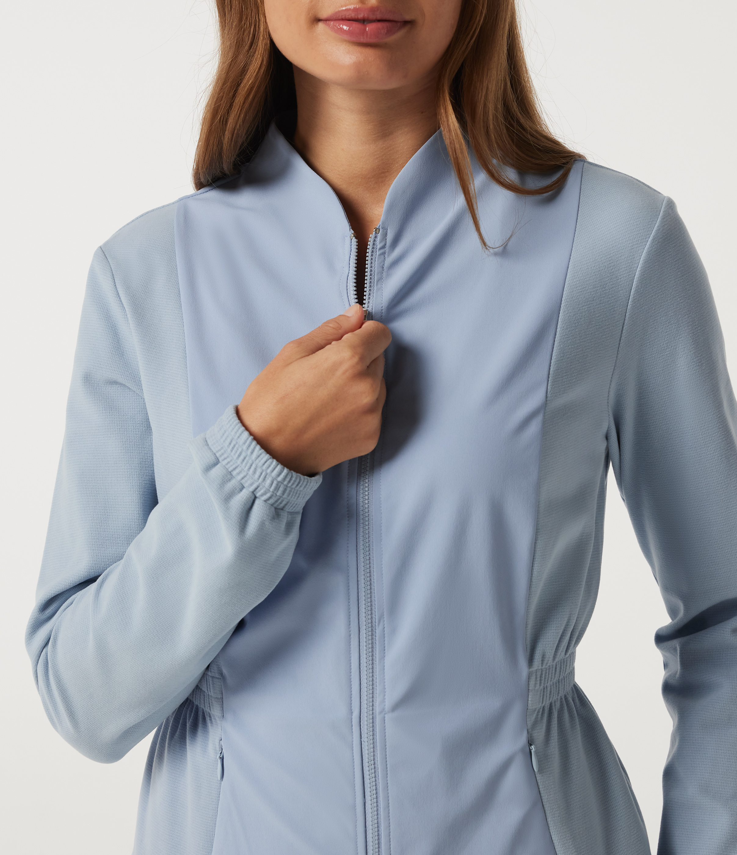 Long Sleeve Ruched Casual Jacket with Pockets