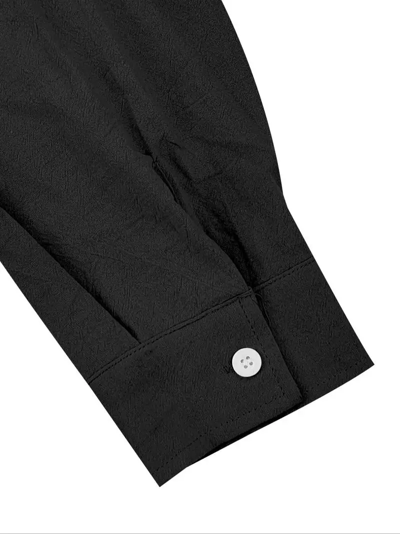 Men's Linen Casual Long Sleeve Polo Shirt