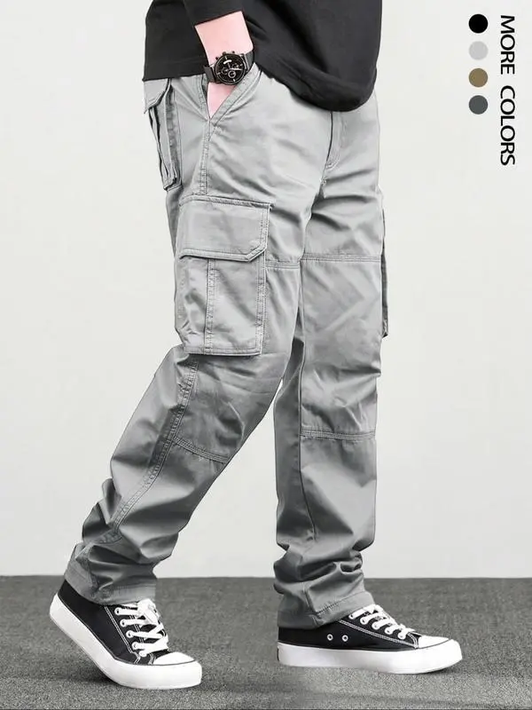 Men's Loose Solid Pocket Cargo Pants
