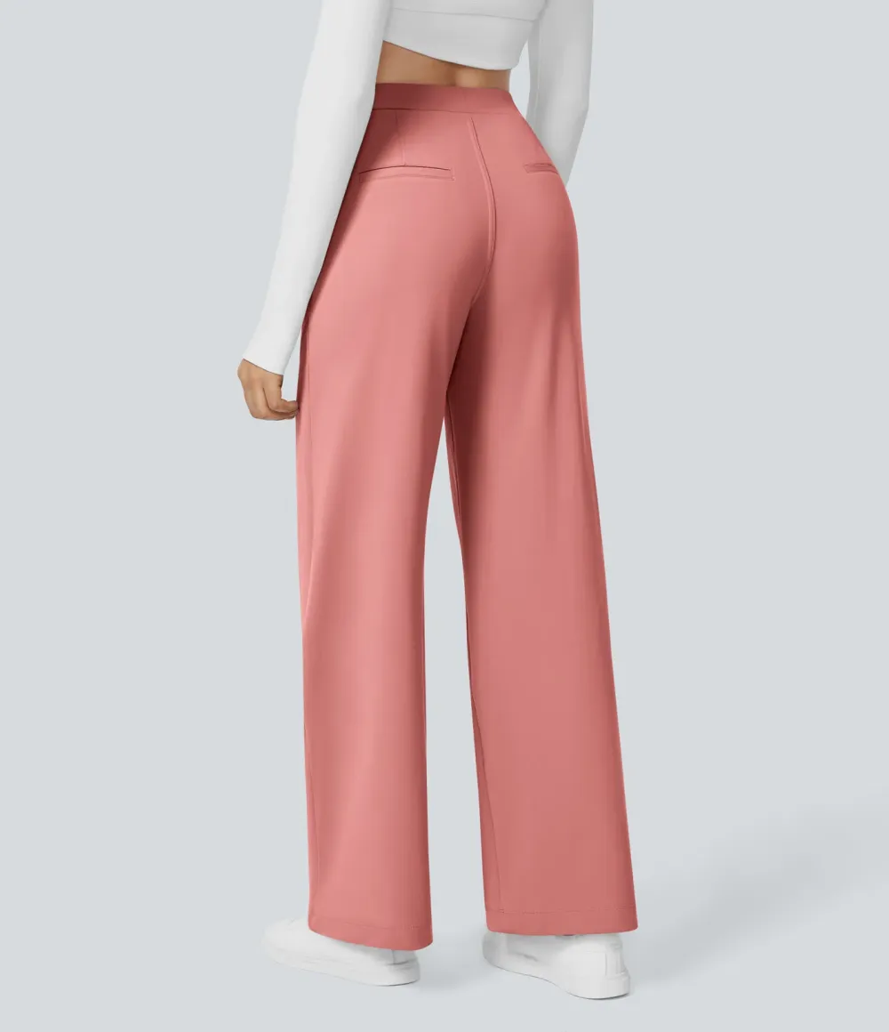 ⚡Summer Sale!High Waisted Side Pocket Straight Leg Work Pants
