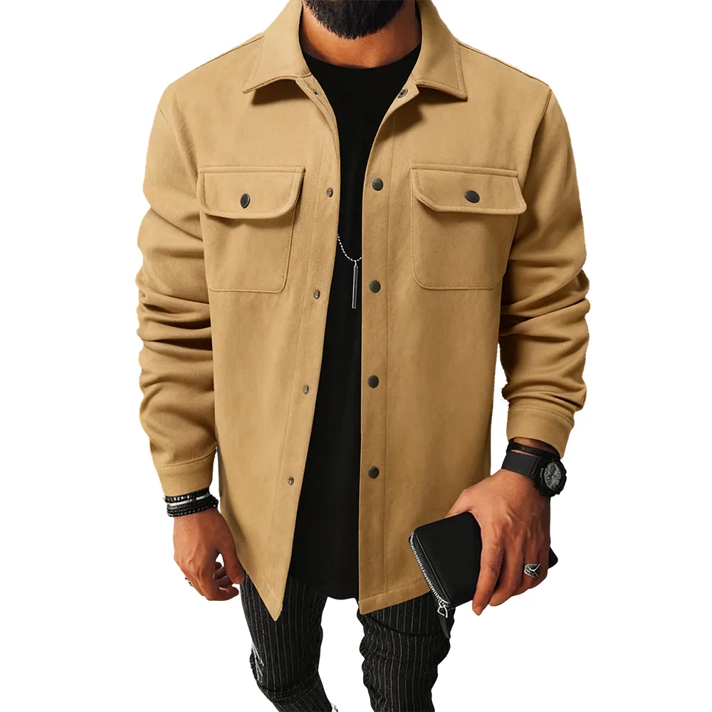 Men's casual warm button-down pocket jacket