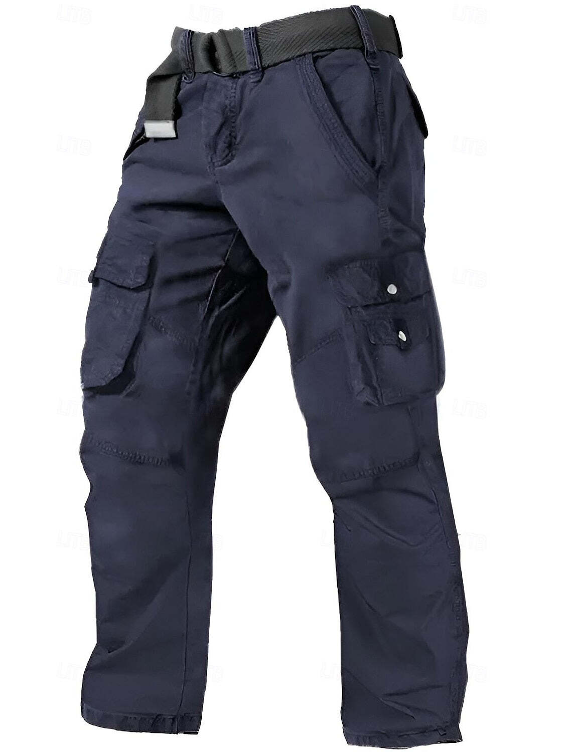 Men's Multi Pocket Plain Breathable Moisture Outdoor Daily Camping & Hiking Pants (Belt Included)
